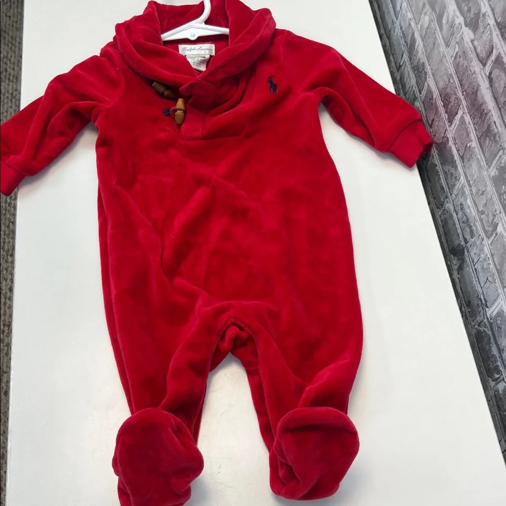 Baby Ralph Lauren Vibrant Red romper‎